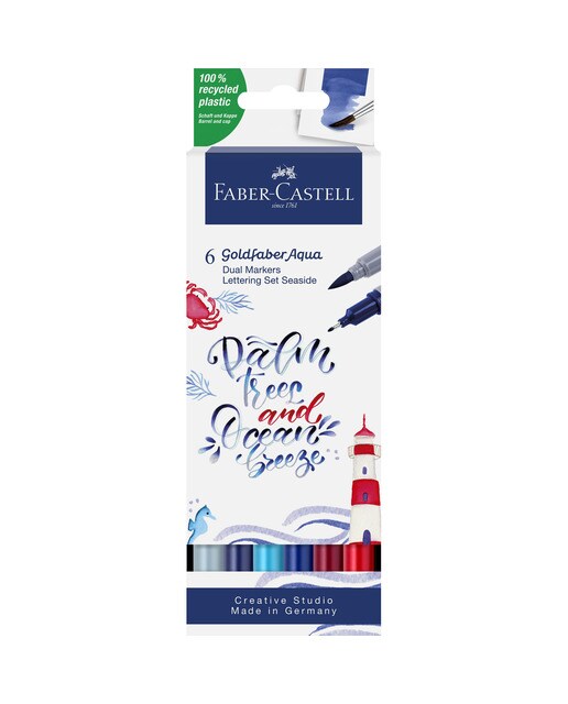 Pack 6 Rotuladores Doble Punta Acualerable GoldFaber Aqua Dual Marker Faber-Castell Multicolor 1