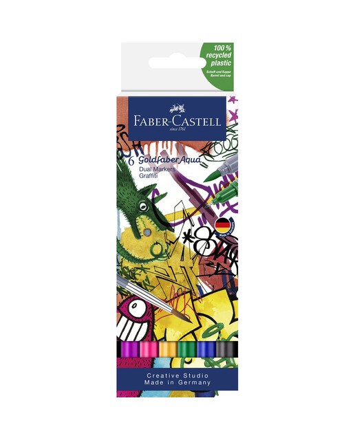 Estojo 6 Marcadores Ponta Dupla Aguarelável GoldFaber Aqua Dual Marker - Multicolor 1