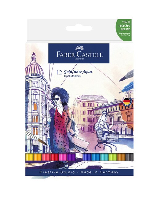 Imagem 0 de Estojo 12 Marcadores Ponta Dupla Aguarelável GoldFaber Aqua Dual Marker - Multicolor