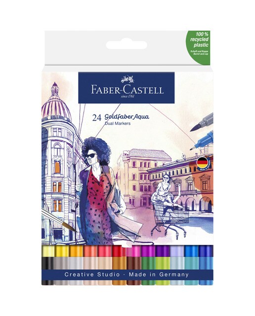 Estojo 24 Marcadores Ponta Dupla Aguarelável GoldFaber Aqua Dual Marker - Multicolor 1