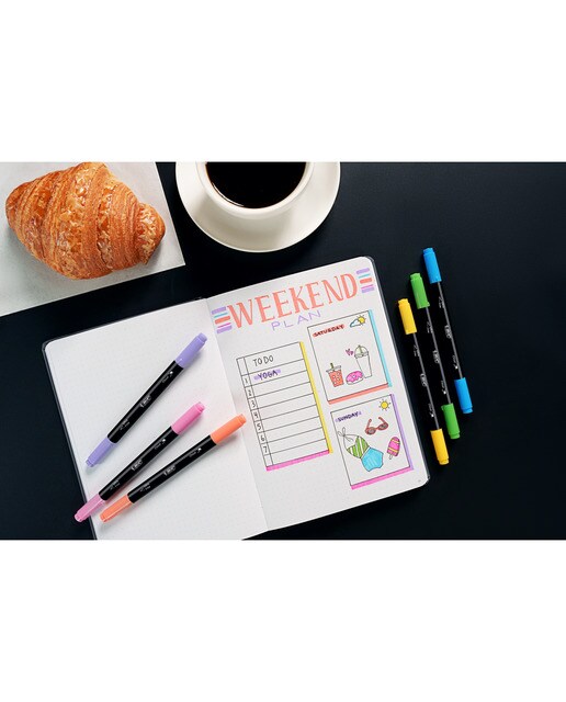 Marcadores Highlighter 2 em 1 de Ponta Dupla e uma Ponta Biselada Dual Tip Intensity 0,4 mm - Cores Pastel 5