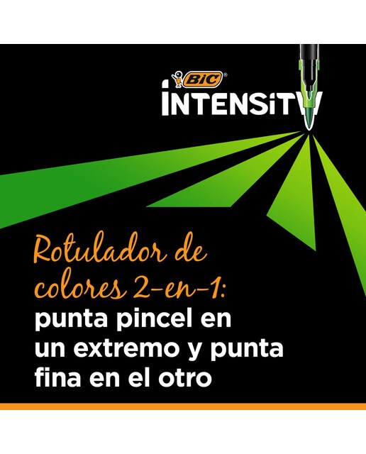 12 Rotuladores de Lettering colores pastel y classic, de doble punta fina y pincel BIC Intensity Multicolor-5