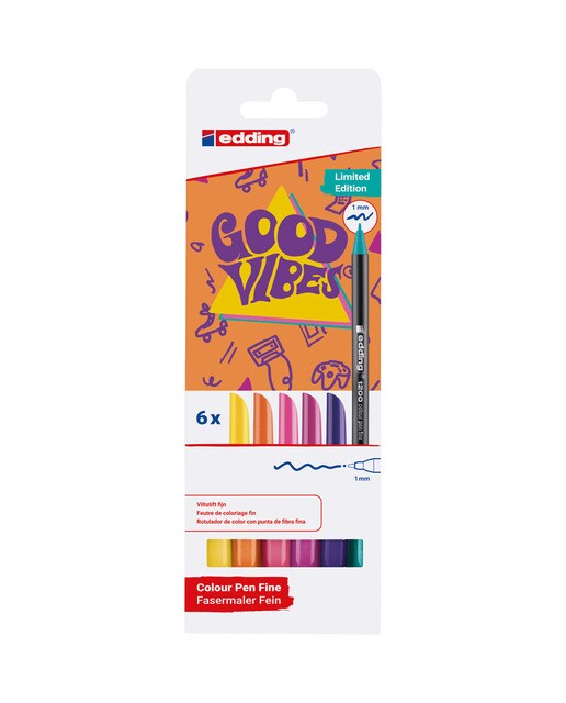 Imagen 0 de Pack 6 unidades punta fibra 1 mm 1200 Good Vibes Edding multicolor
