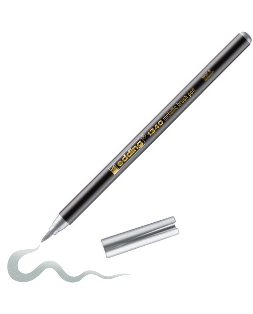 Rotulador punta pincel metálico 1340 Edding Plata-3