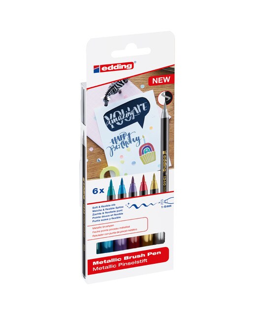 Pack de 6 Canetas de Feltro Ponta Pincel Metálicos 1340 - Multicolor Multicolor-2