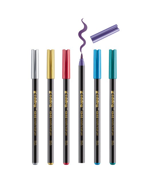 Pack de 6 Canetas de Feltro Ponta Pincel Metálicos 1340 - Multicolor Multicolor-3