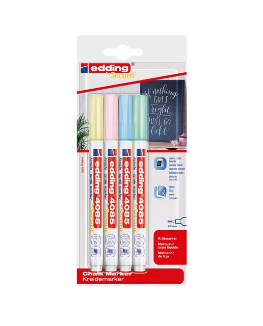 Pack 4 Marcadores de Giz Ponta Redonda 4085 1-2 mm - Cores Pastel Multicolor-1