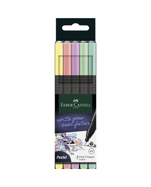 Imagem 0 de Marcadores Faber-Castell Grip Finepen  04,mm Pastel - 5 Unidades