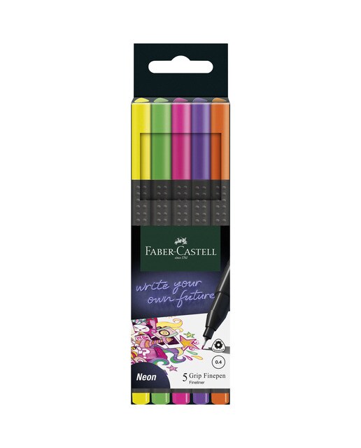Imagem 0 de Conjunto de 30 marcadores Finepen 04,mm Faber-Castell de cor néon