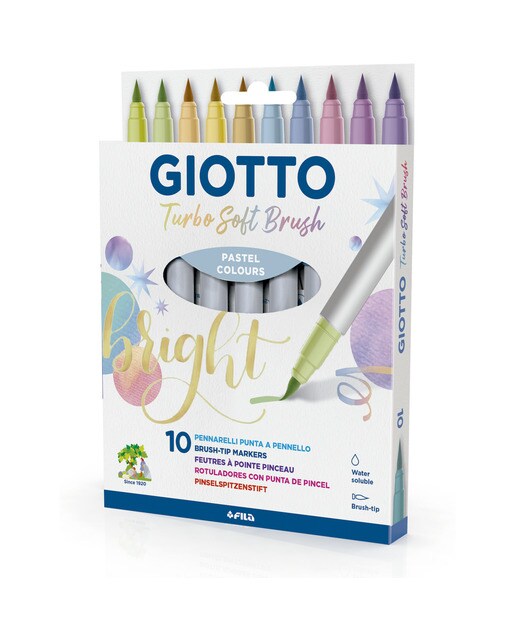 Imagen 0 de Pack de 10 rotuladores punta pincel Turbo Soft Brush Giotto pastel