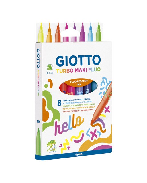 Imagen 0 de Pack de 8 rotuladores punta gruesa Turbo Maxi Giotto fluo