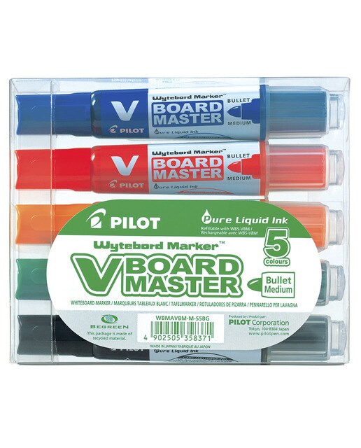 Conjunto de 5 Marcadores de Lousa Branca Recarregáveis V-BOARD MASTER M - Multicolor Multicolor-1