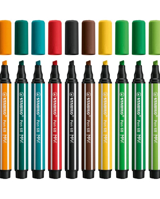 Caja metálica con 20 rotuladores punta biselada Pen 68 MAX STABILO multicolor Multicolor-2