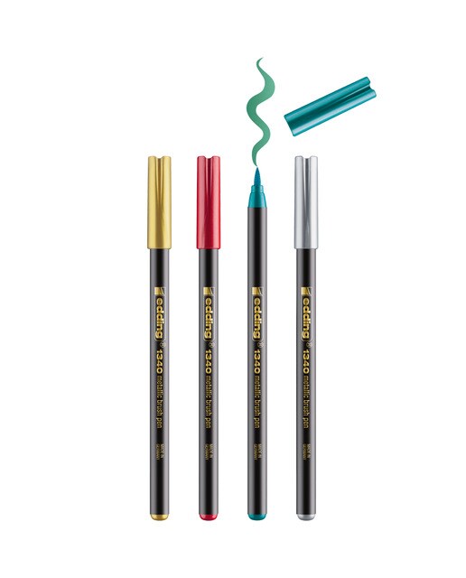Conjunto de 4 marcadores metálicos Edding Brushpen Multicolor-2