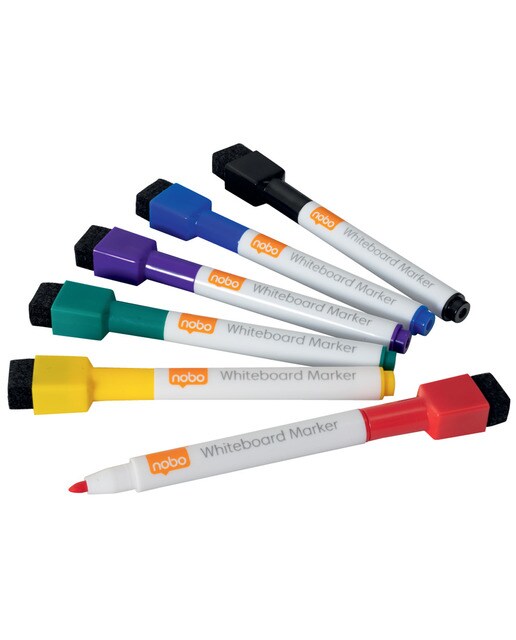 Imagem 0 de Caneta marcadora de apagar a seco Nobo Mini (pack 6) cores sortidas