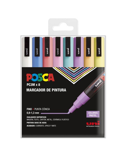 Pack 8 colores PC-3M Posca pastel Multicolor-1