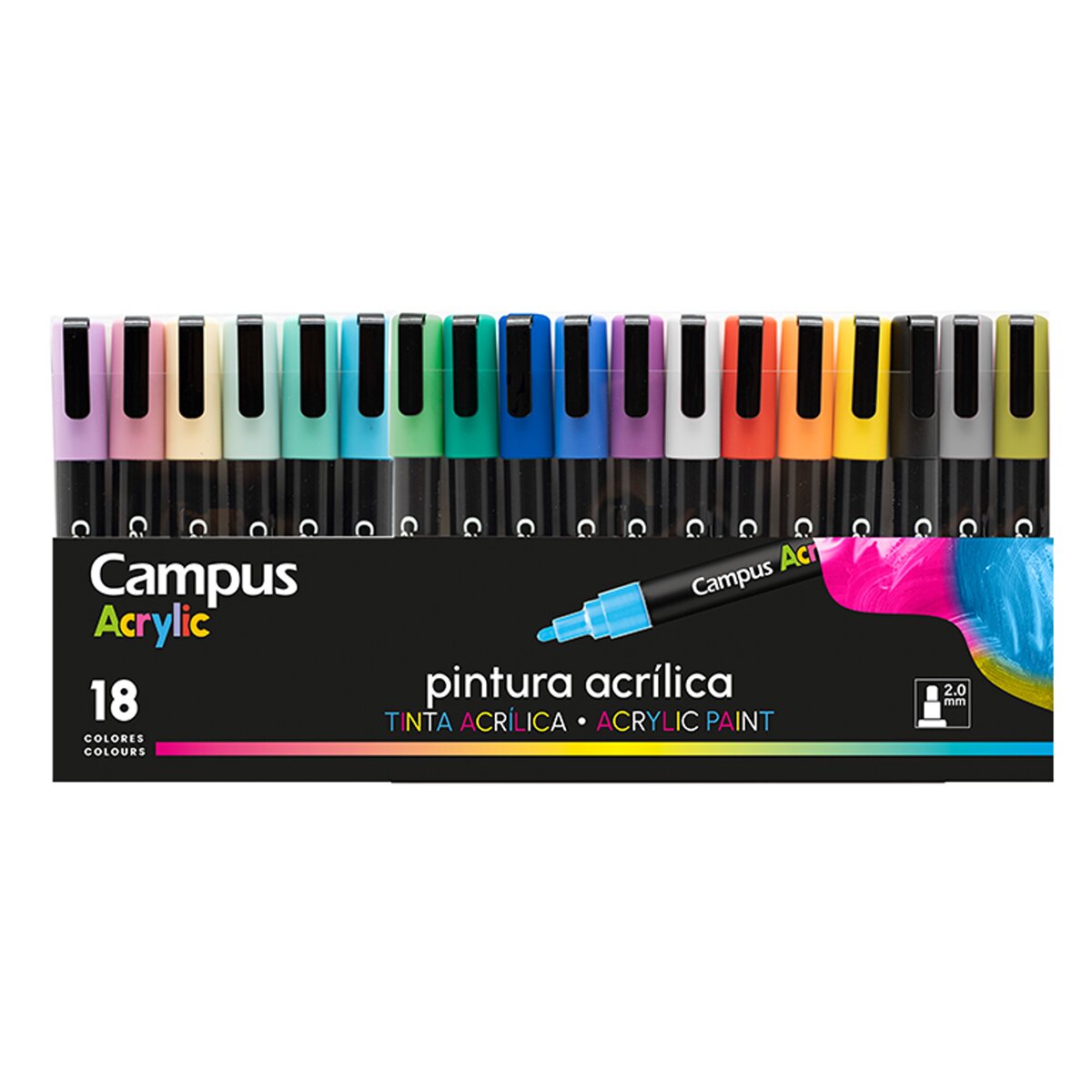 Imagem 0 de Pack marcadores acrílicos Campus Acrylic 18 cores