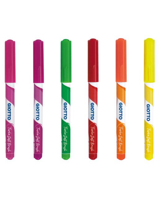 Imagen 0 de Pack 6 Rotuladores con punta de pincel fluo Turbo Soft Brush Giotto