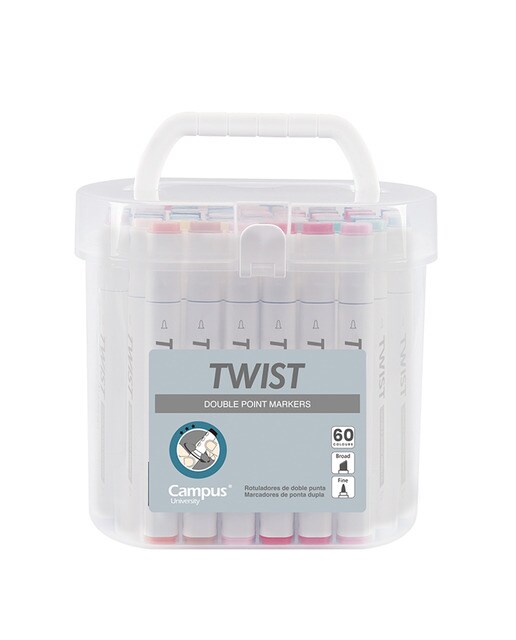 Conjunto de Marcadores Ponta Dupla Twist 60 Cores Multicolor-1