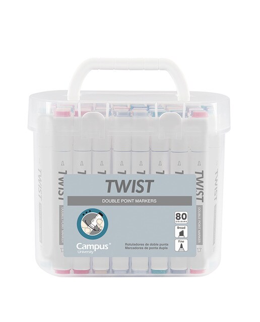 Pack 80 Marcadores TWIST Ponta Dupla Body Cinzento À Base de Alcool - Multicolor Multicolor-1