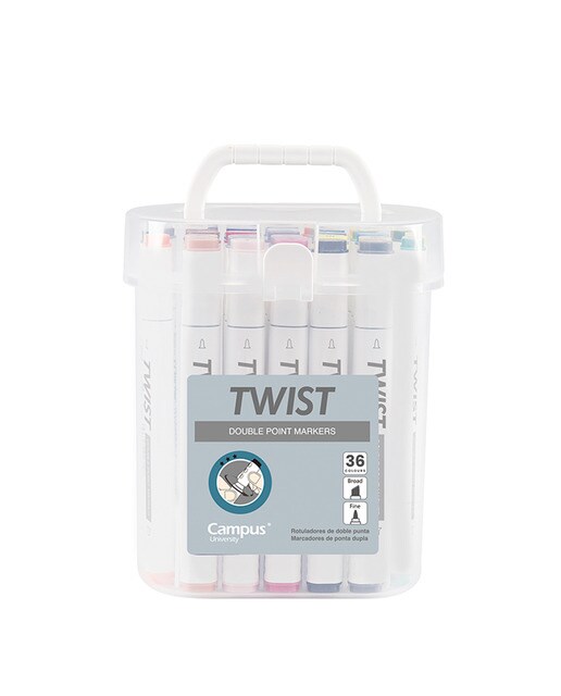 Imagem 0 de Conjunto de marcadores Campus TWIST de ponta dupla cinzentas.vÀ base de álcool. 36 cores