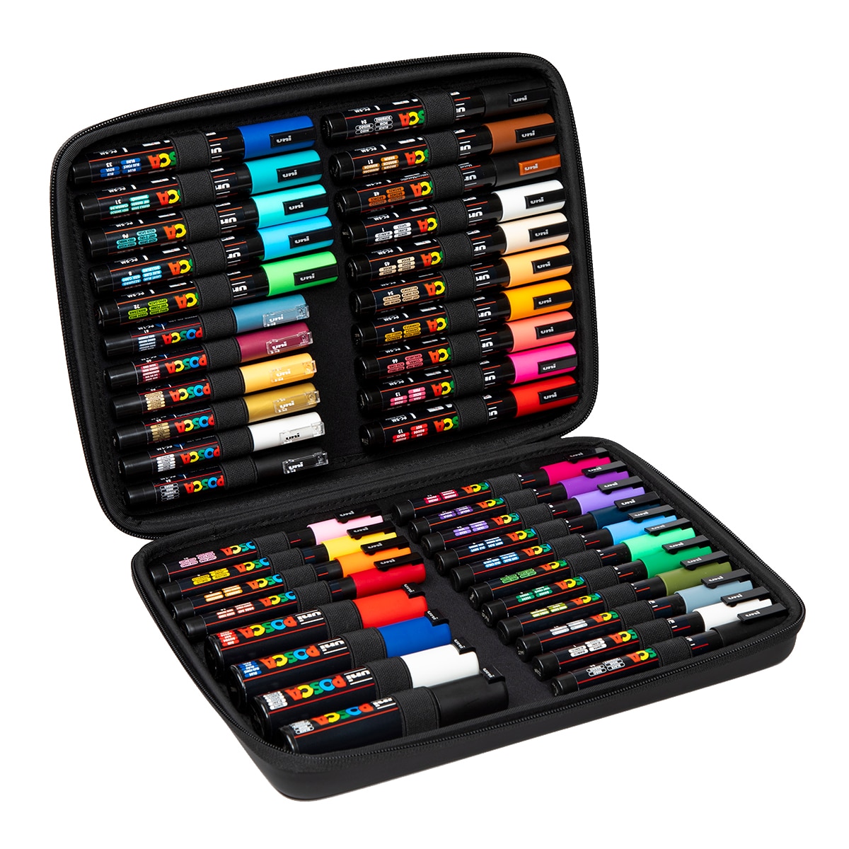 Imagen 0 de Maleta premium 40 unidades de marcadores de pintura base al agua, 4 trazos diferentes PC1M, PC3M, PC5M, PC8K Posca