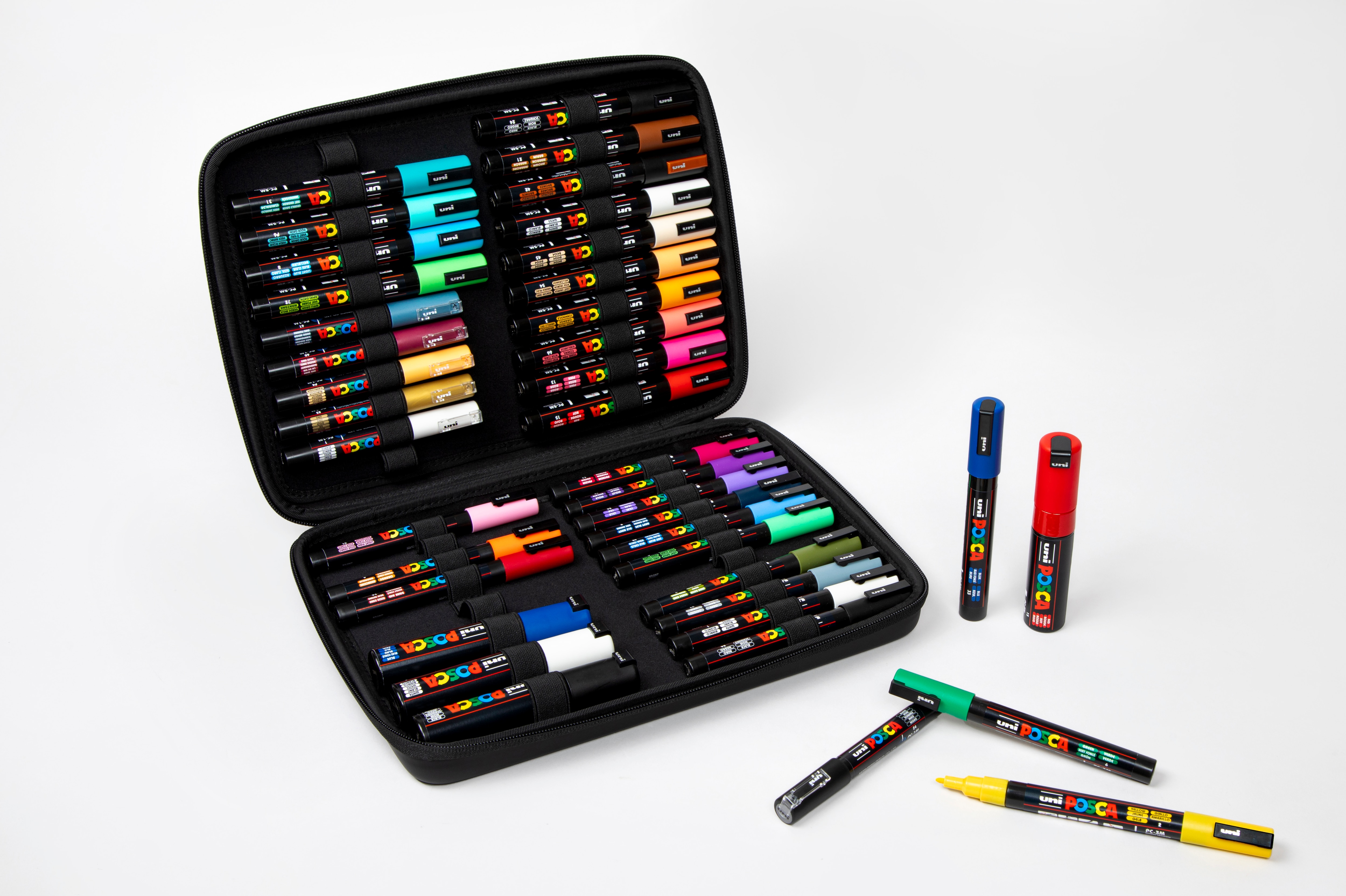 Maleta premium 40 unidades de marcadores de pintura base al agua, 4 trazos diferentes PC1M, PC3M, PC5M, PC8K Posca Multicolor-4