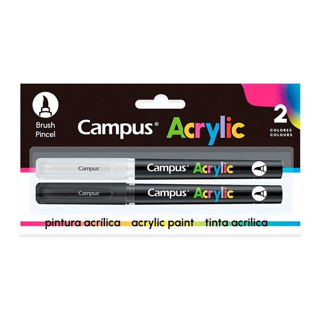 Imagen 0 de Rotuladores Acrílicos Campus Acrylic pincel blanco y negro