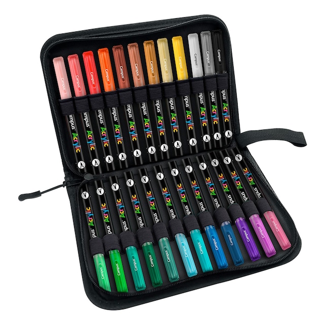Imagen 0 de Rotuladores Acrílicos Campus Acrylic pincel estuche 24 colores