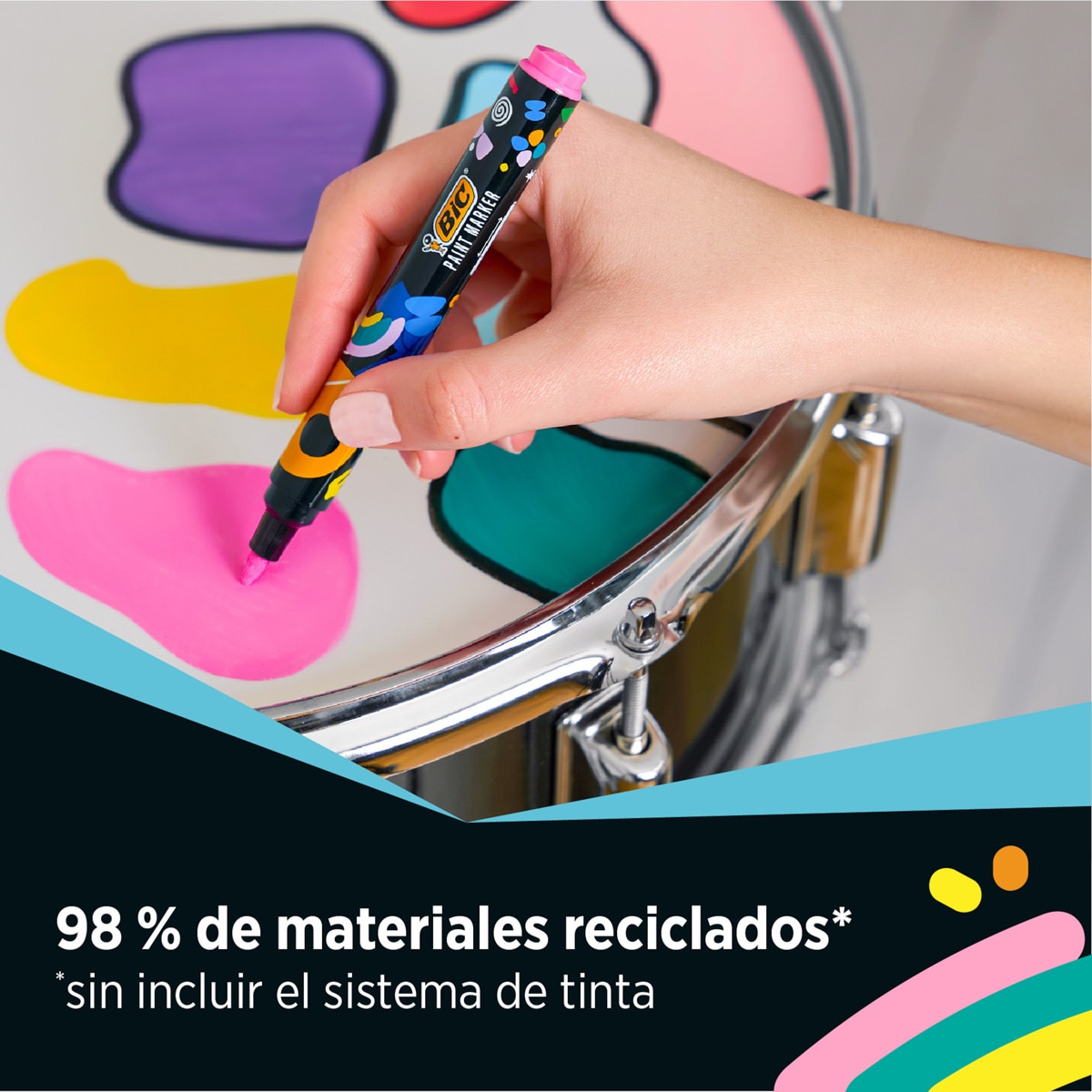 Marcador de Tinta à Base de Água Cores Vivas 8 Unidades Multicolor-6