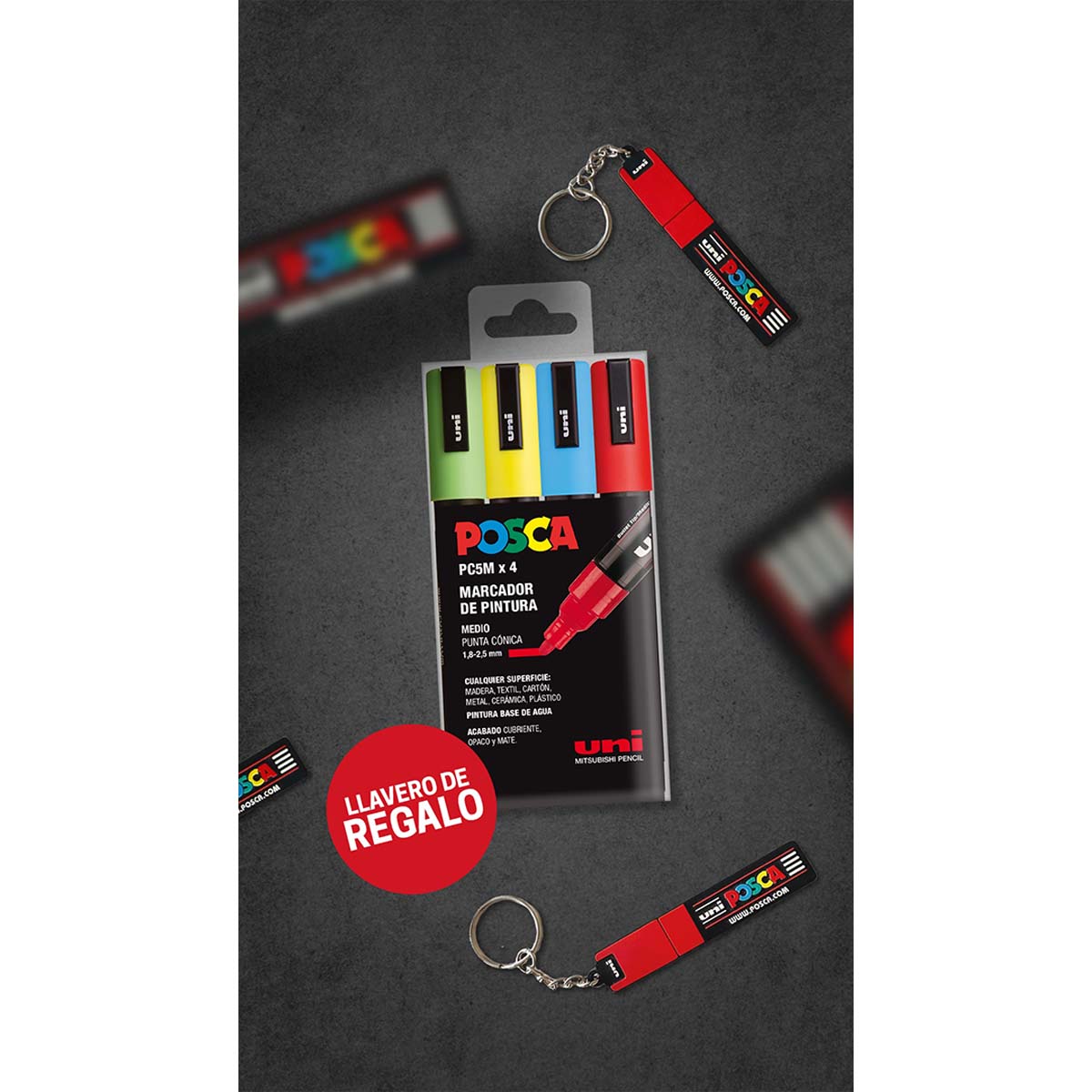 Pack 4 rotuladores Posca PC-5M/4C 2