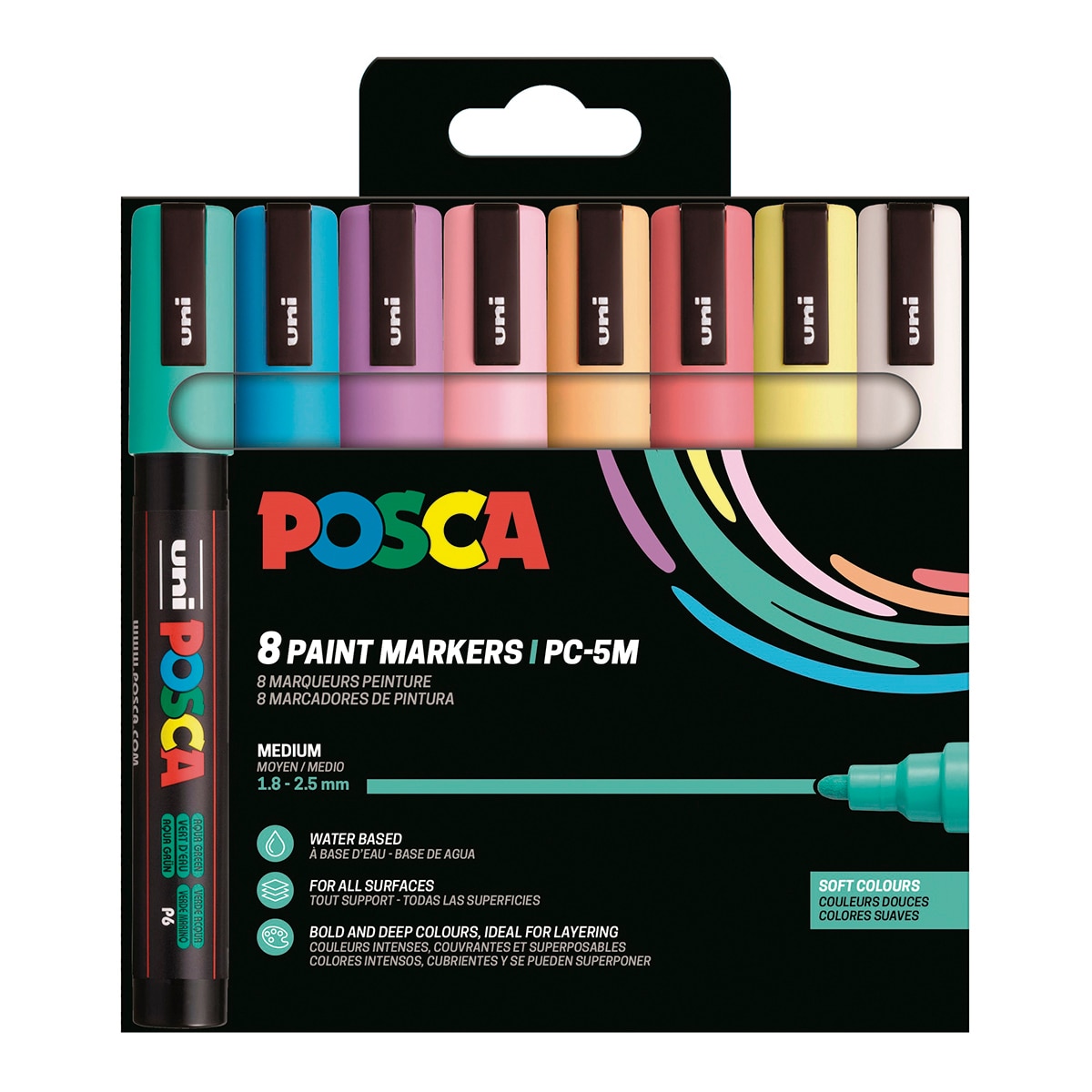 Imagen 0 de Pack 8 colores PC-5M/8C Posca set colores suaves