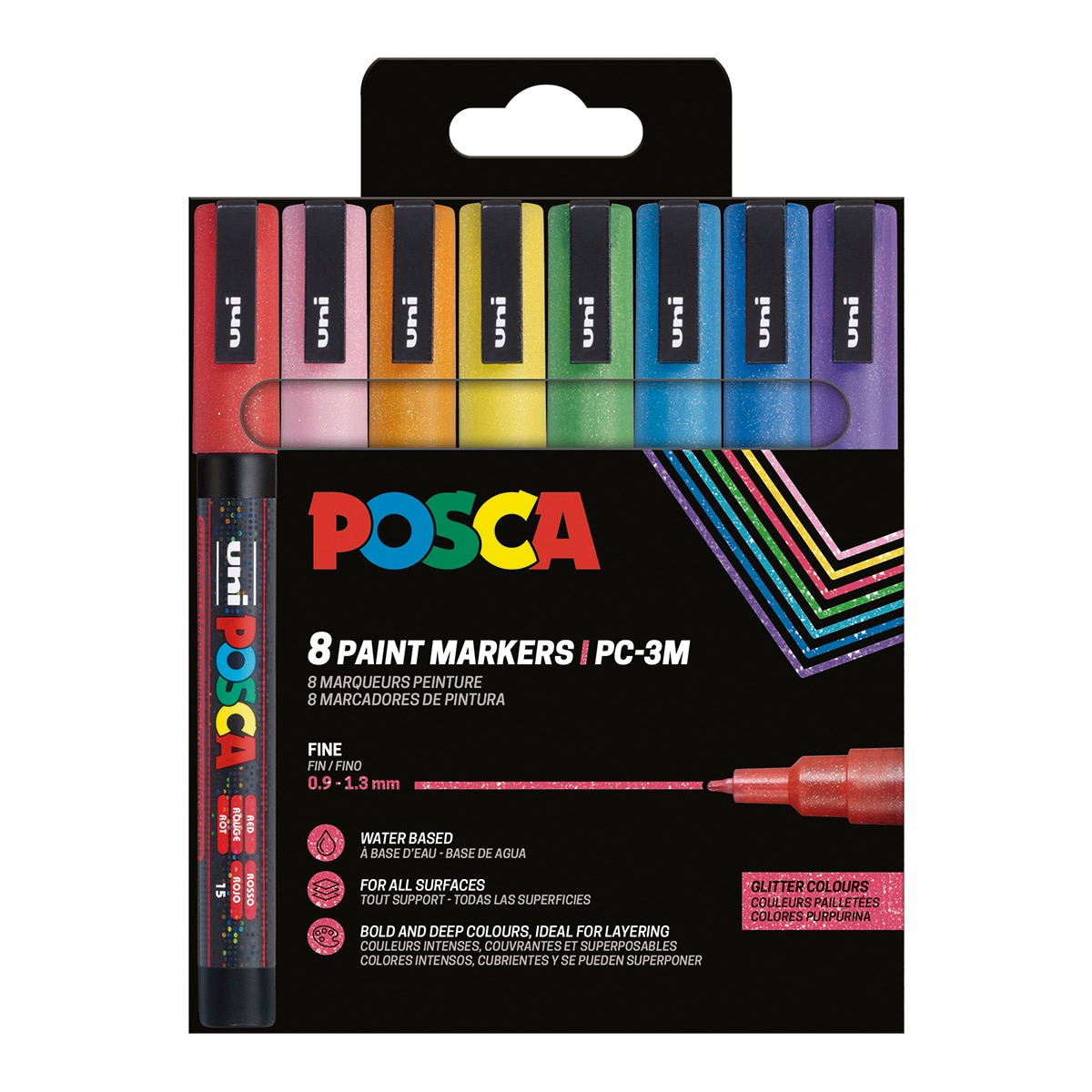 Imagen 0 de Pack 8 colores PC-3M/8C Posca set colores purpurina