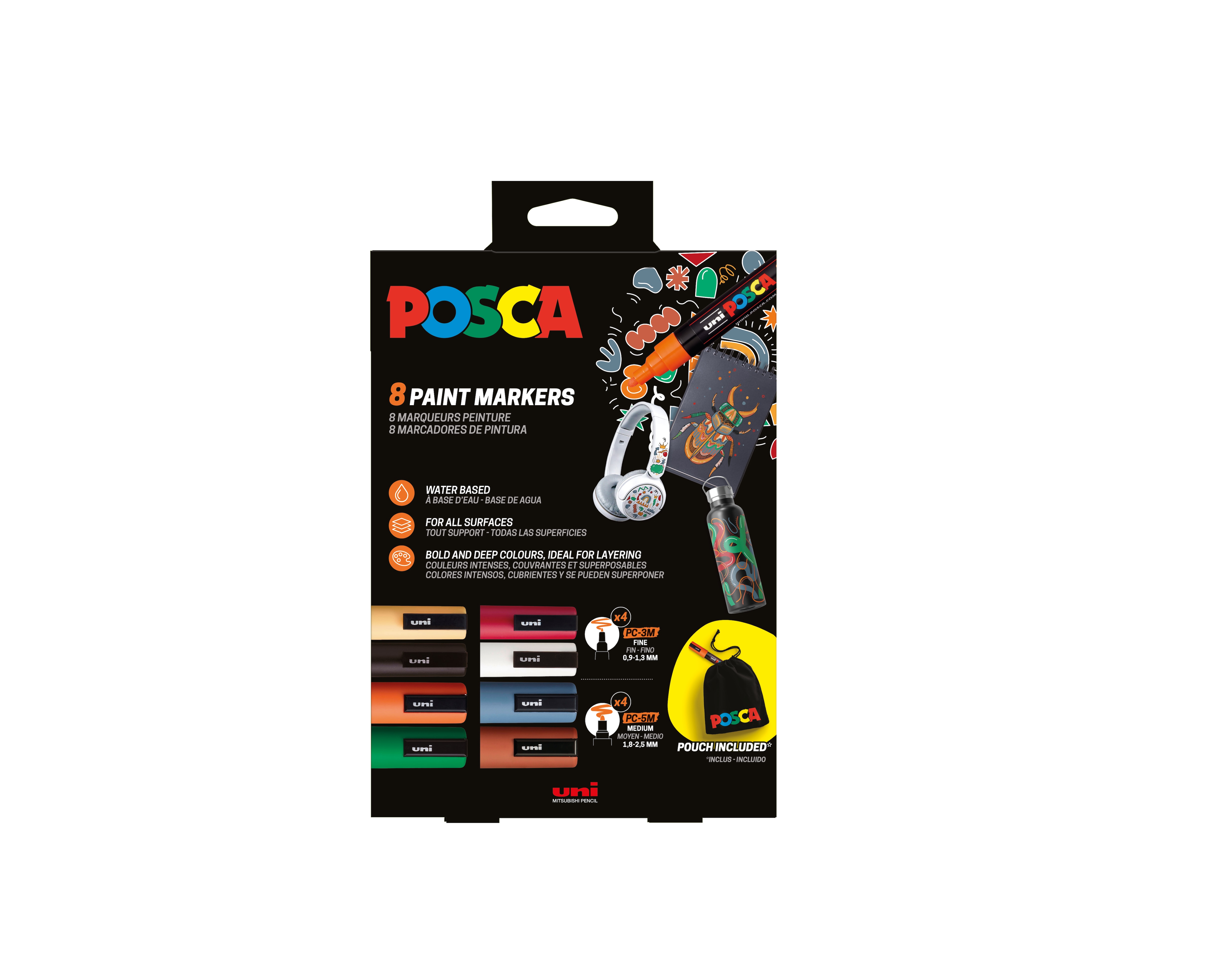 Imagen 0 de Pack Posca PC-5M/PC-3M set 8 paint markers