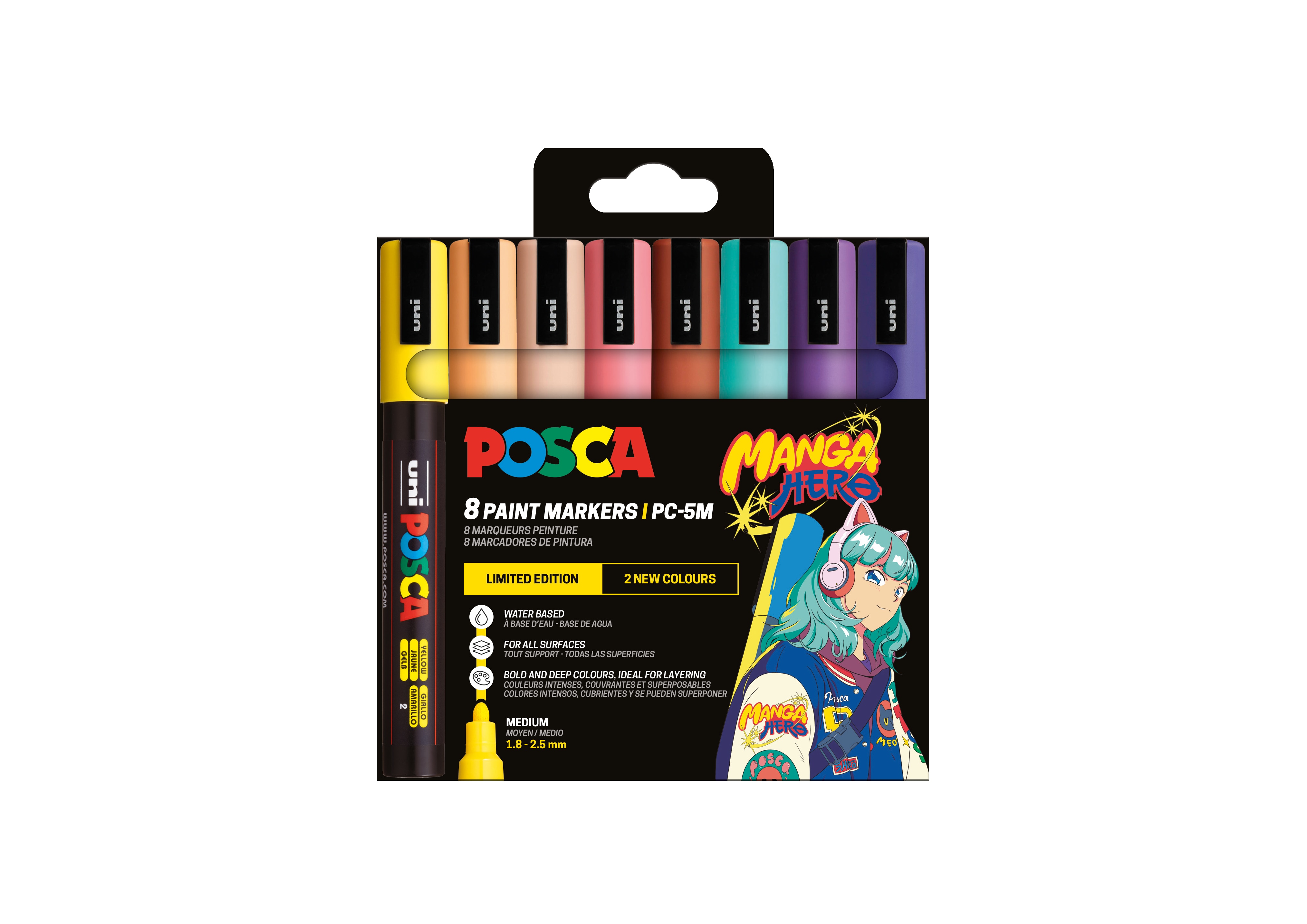 Imagen 0 de Pack Posca PC-5M/8C Set manga hero