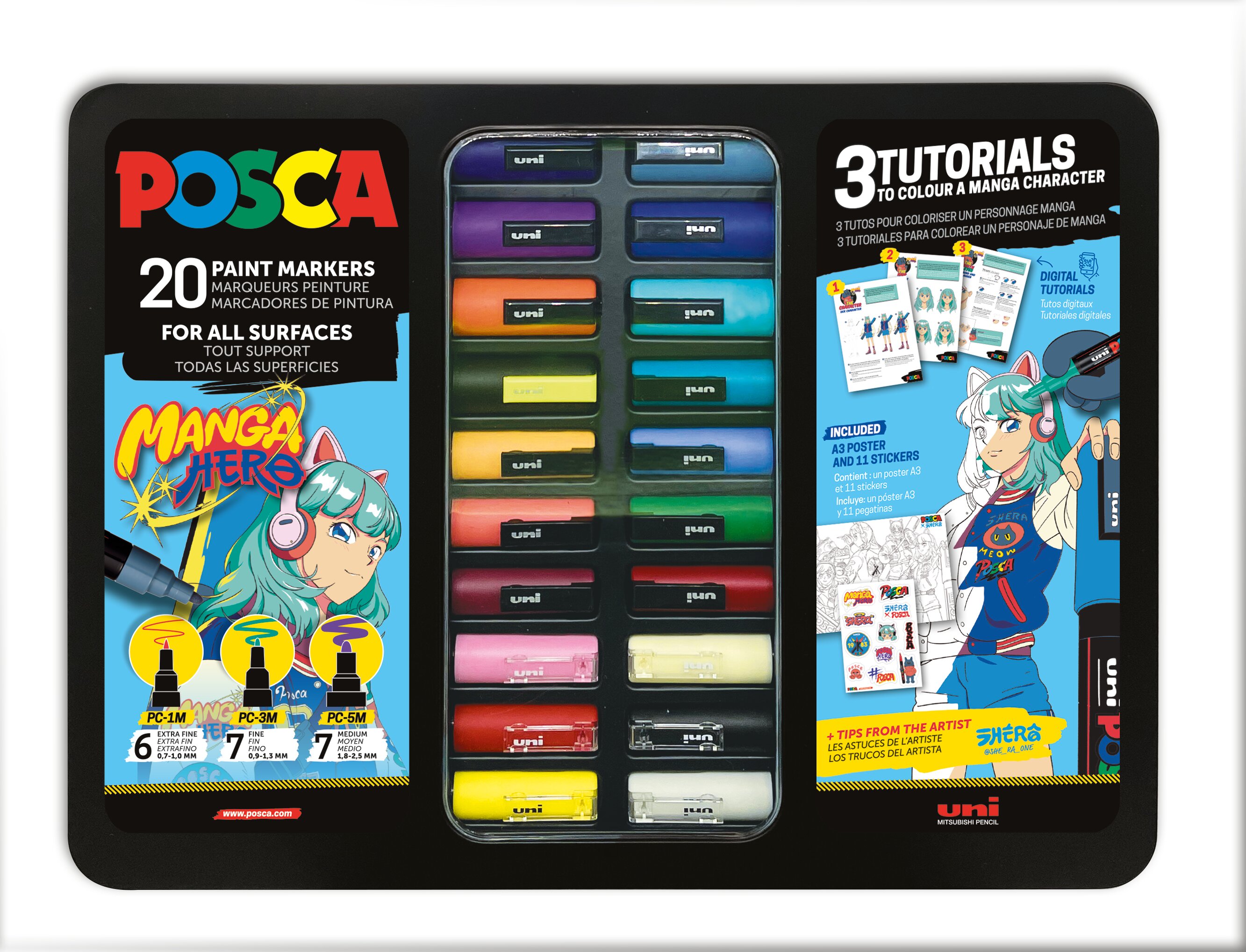 Imagen 0 de Maleta metálica Posca 20P Manga