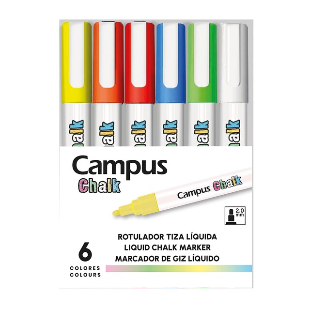 Imagen 0 de Estuche 6 rotuladores tiza líquida Campus Chalk Estuche 6 Colores