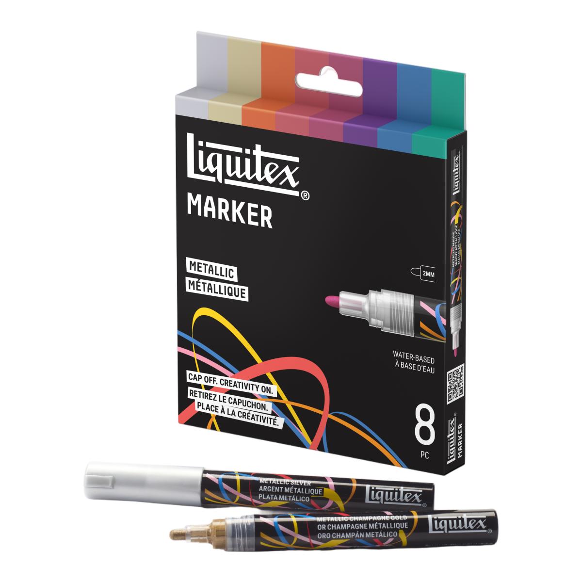 Conjunto de 8 Marcadores Acrílicos Liquitex 2mm - Metálicos 2