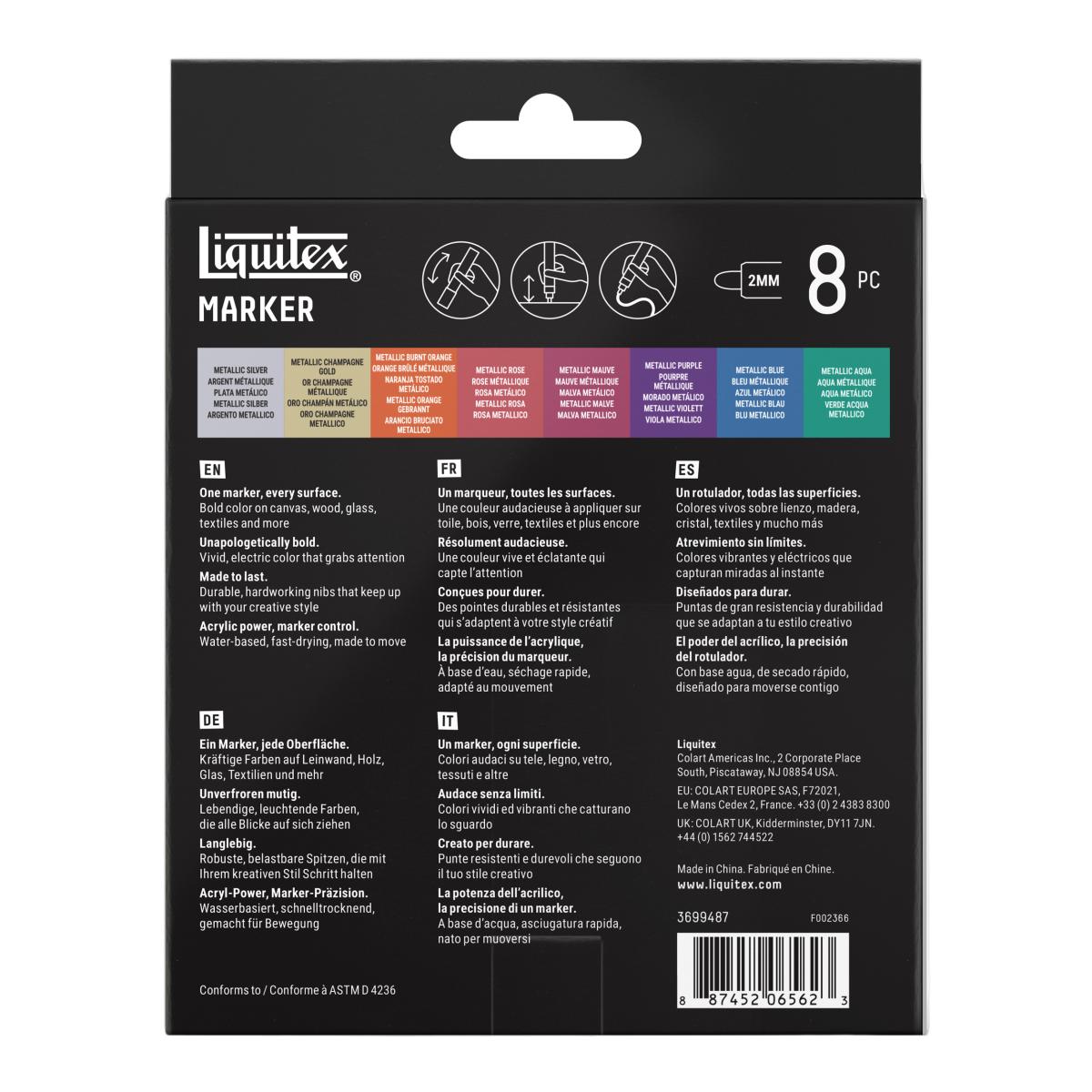 Conjunto de 8 Marcadores Acrílicos Liquitex 2mm - Metálicos 3