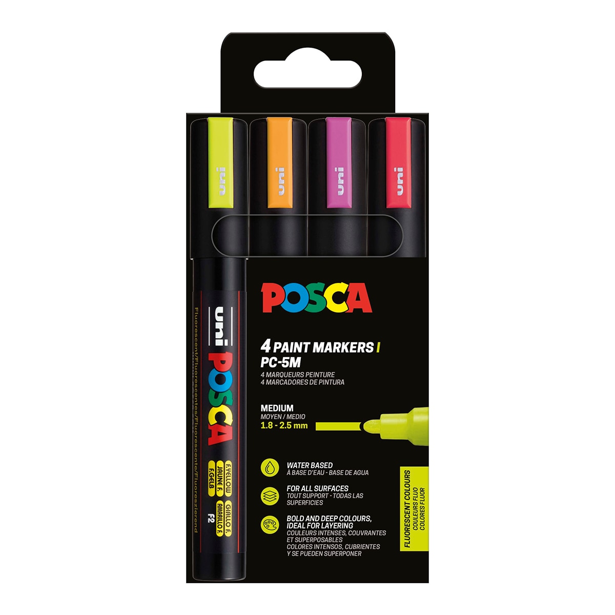 Imagen 0 de Estuche Posca PC-5M set colores fluor 4 unidades