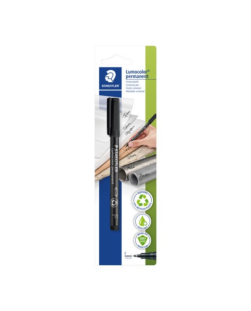 Imagen 0 de Blíster Rotulador Permanente Lumocolor Staedtler punta F negro