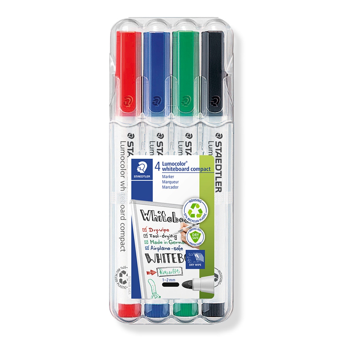 Imagen 0 de Pack 4 Marcadores para Pizarras Blancas Lumocolor Whiteboard Compact 341 Staedtler Multicolor