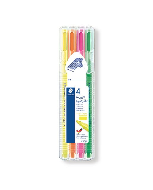 Estojo Exclusivo 4 Marcadores Fluorescentes Triangulares Ergonómicos Triplus Textsurfer Staedtler 1