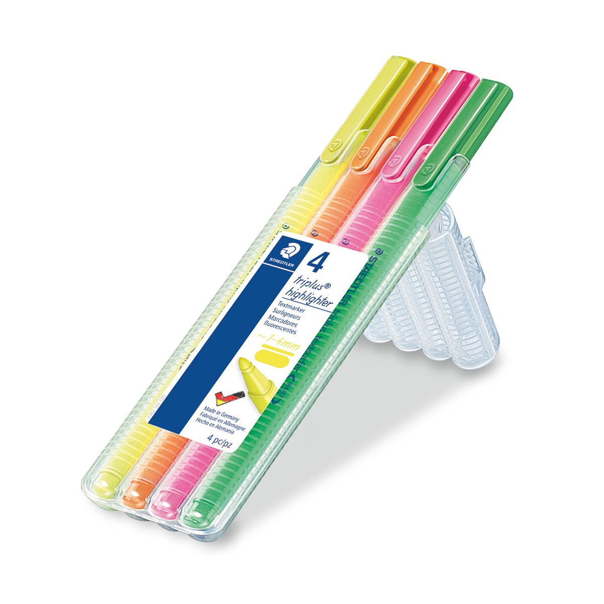 Estojo Exclusivo 4 Marcadores Fluorescentes Triangulares Ergonómicos Triplus Textsurfer Staedtler 2