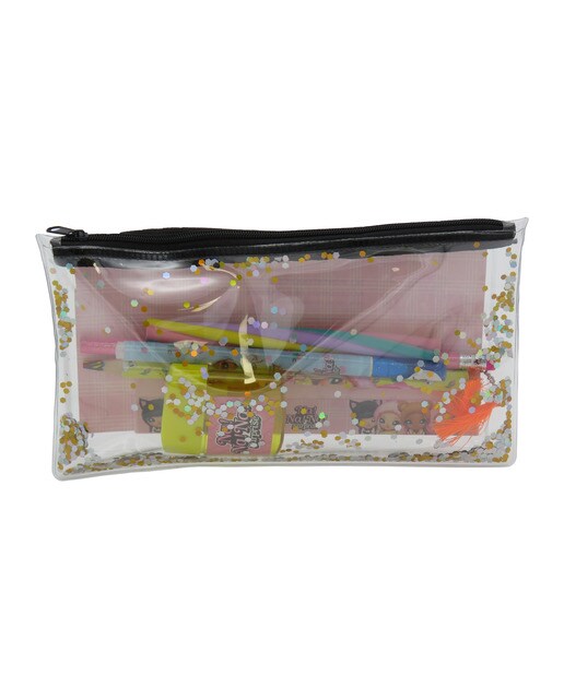 Imagem 0 de Conjunto Estojo Simples com Acessórios de Papelaria Nanana - Rosa Multicolor