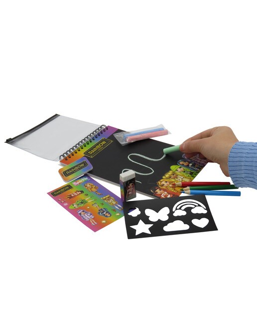 Conjunto de Papelaria com Caderno Lousa Rainbow High - Preto Multicolor Preto / Multicolor-4