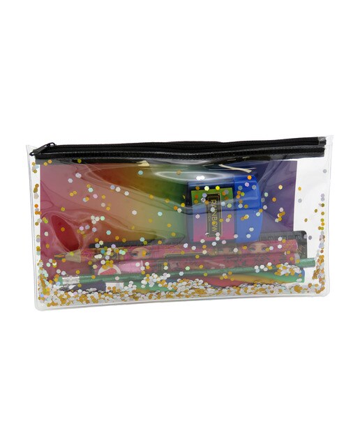 Imagem 0 de Conjunto de Estojo Simples com Acessórios de Papelaria Rainbow High - Preto Multicolor