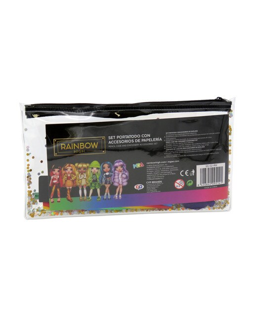 Conjunto de Estojo Simples com Acessórios de Papelaria Rainbow High - Preto Multicolor Preto / Multicolor-2