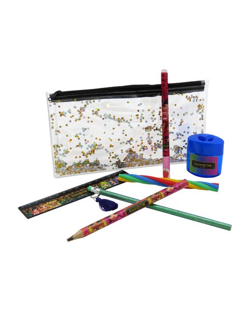 Conjunto de Estojo Simples com Acessórios de Papelaria Rainbow High - Preto Multicolor Preto / Multicolor-3