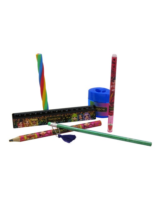 Conjunto de Estojo Simples com Acessórios de Papelaria Rainbow High - Preto Multicolor Preto / Multicolor-5